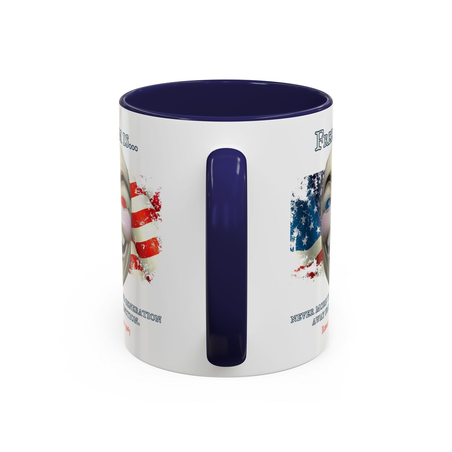 Ronald Reagan Freedom Vendetta White Accent Mug by theGreenDragonTavern.shop