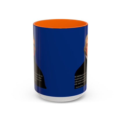 We hold these truths to be self-evident Dark Blue Accent Mug by theGreenDragonTavern.shop