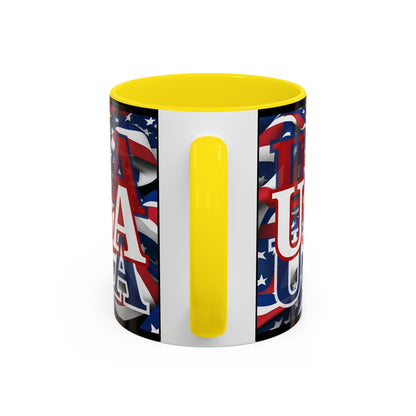 USA White font Center Patriot Black Accent Mug by theGreenDragonTavern.shop