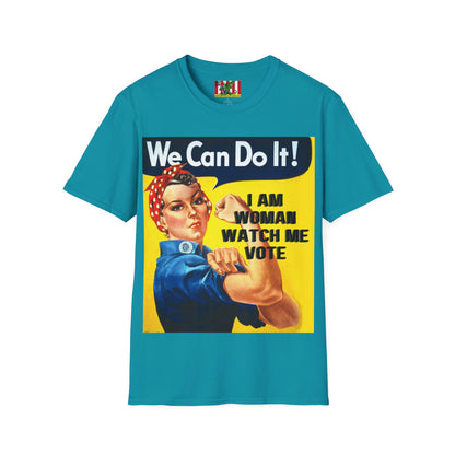I Am Woman Watch Me Vote Rosie Dark colors Unisex T-Shirt by theGreenDragonTavern.shop