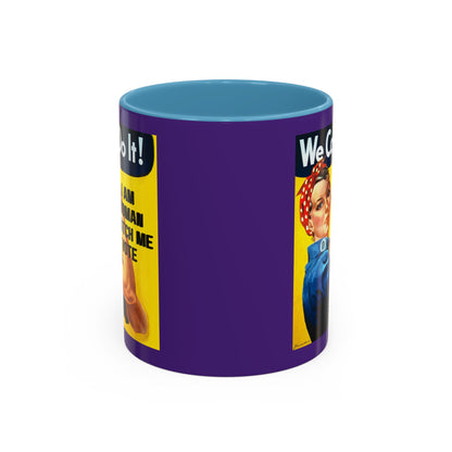 I Am Woman Watch Me Vote Rosie Dark Purple Accent Mug by theGreenDragonTavern.shop