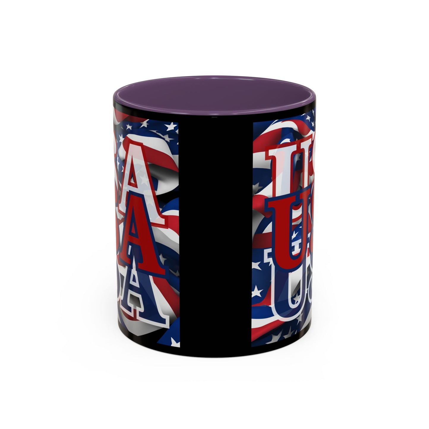 USA Red font Center Patriot Black Accent Mug by theGreenDragonTavern.shop