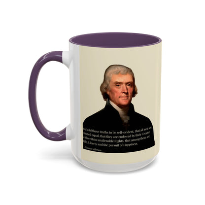 We hold these truths to be self-evident Parchment Yellow Accent Mug by theGreenDragonTavern.shop