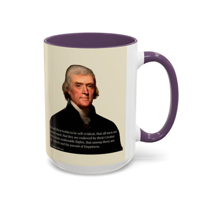 We hold these truths to be self-evident Parchment Yellow Accent Mug by theGreenDragonTavern.shop