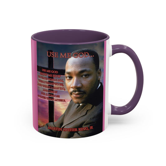 Use Me God, MLK Jr Pink Accent Mug by theGreenDragonTavern.shop