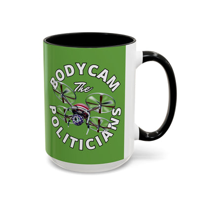 Bodycam the Politicians Drone Green Accent Mug by theGreenDragonTavern.shop