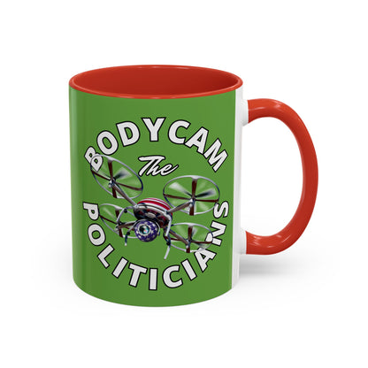 Bodycam the Politicians Drone Green Accent Mug by theGreenDragonTavern.shop