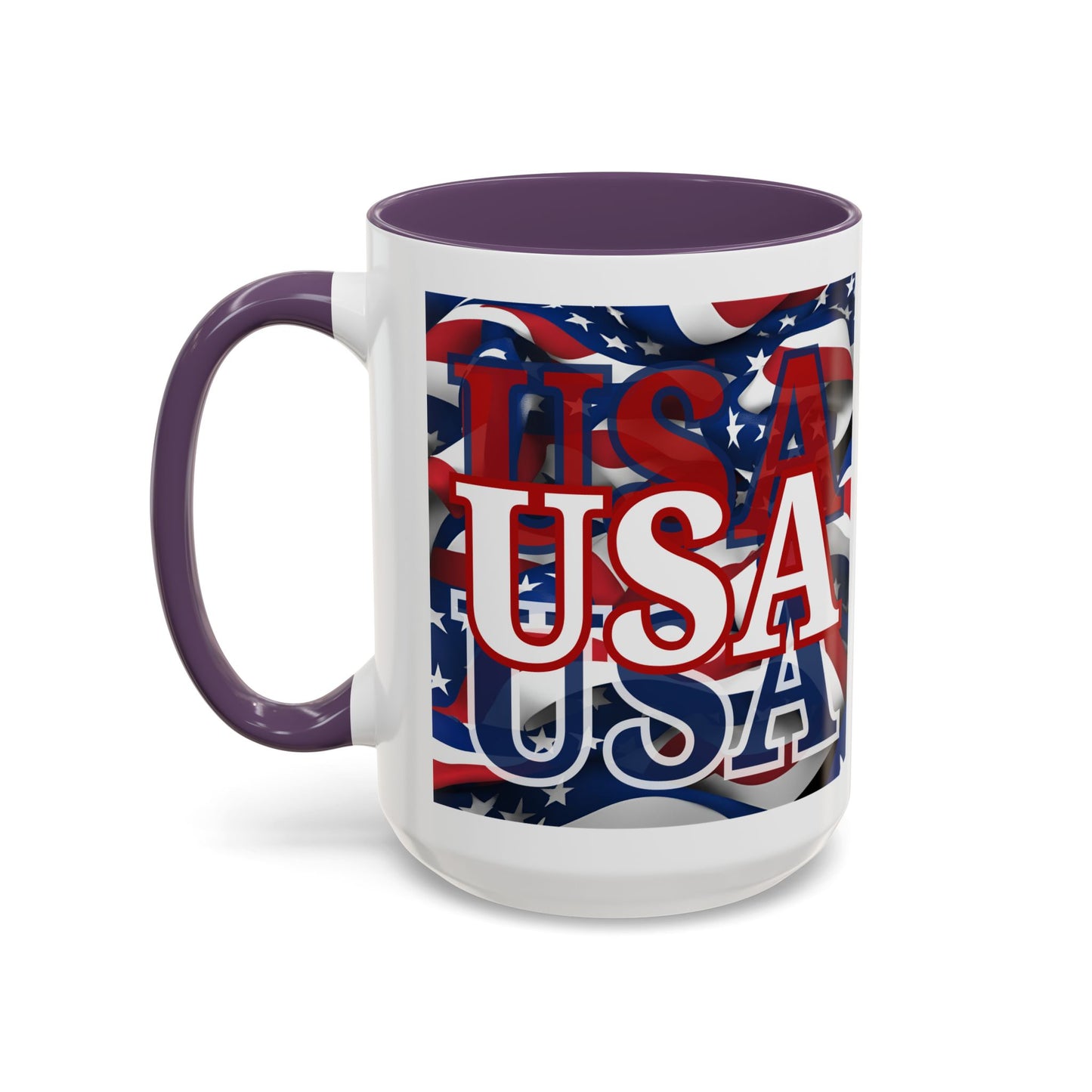 USA White font Center Patriot White Accent Mug by theGreenDragonTavern.shop