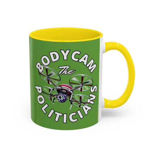 Bodycam the Politicians Drone Green Accent Mug by theGreenDragonTavern.shop