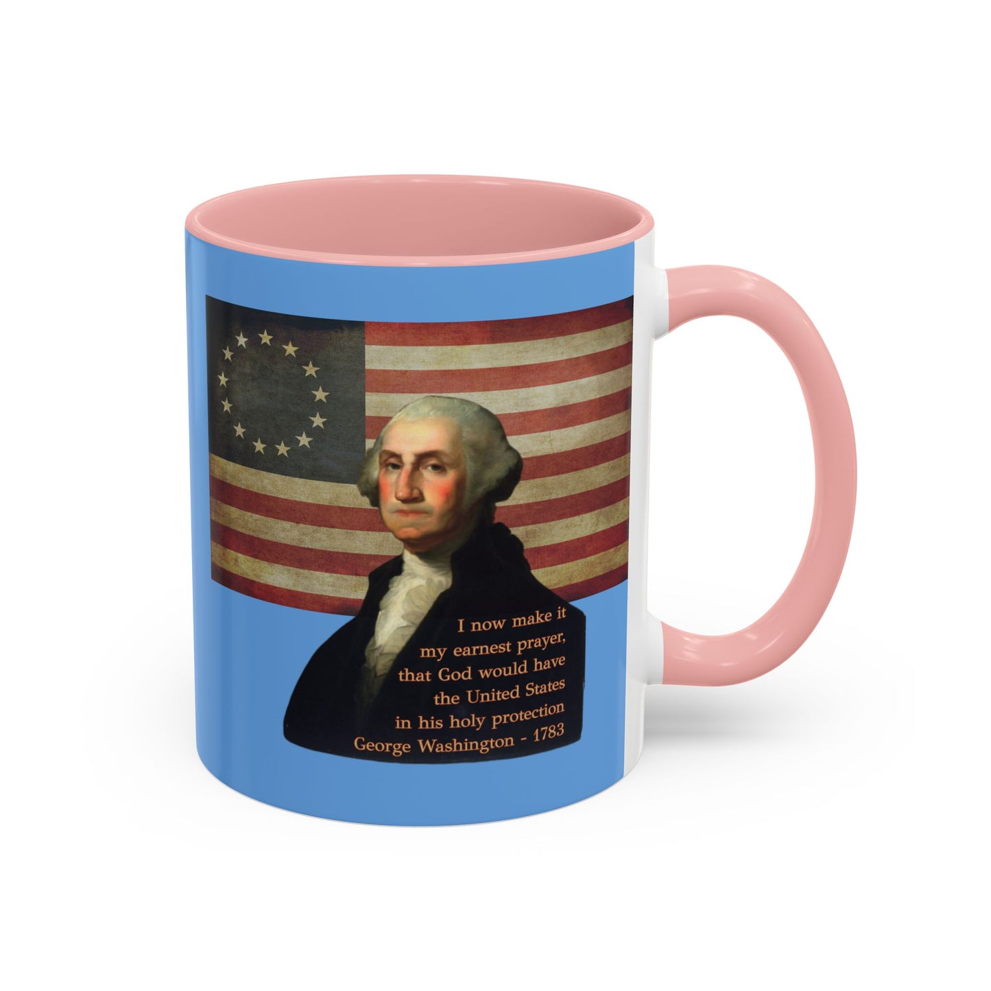 Washington's Earnest Prayer Light Blue Accent Mug by theGreenDragonTavern.shop