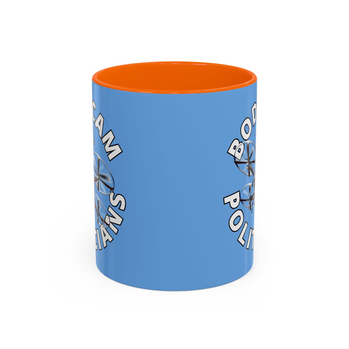 Bodycam the Politicians Drone Light Blue Accent Mug by theGreenDragonTavern.shop