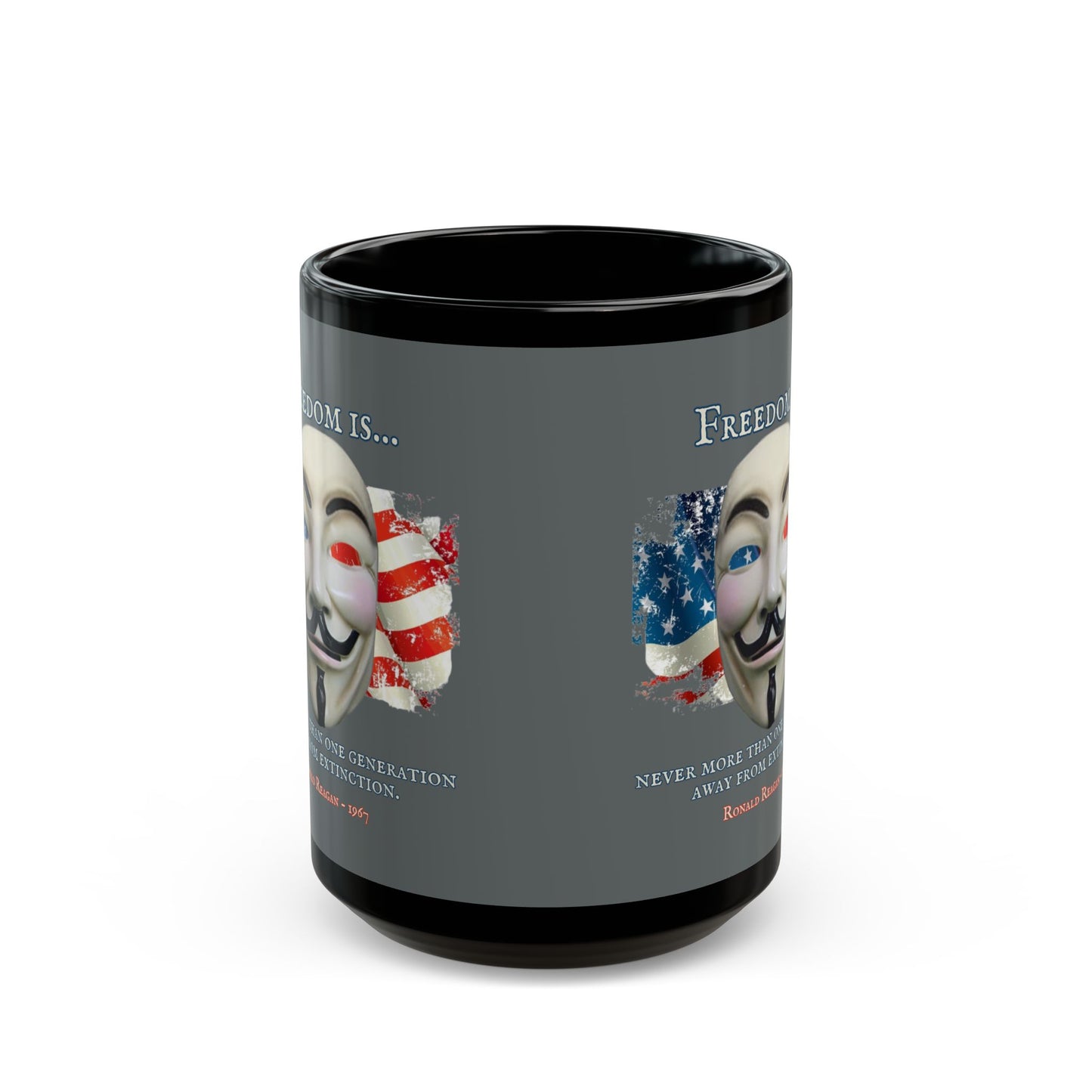 Ronald Reagan Freedom Vendetta Grey Mug by theGreenDragonTavern.shop