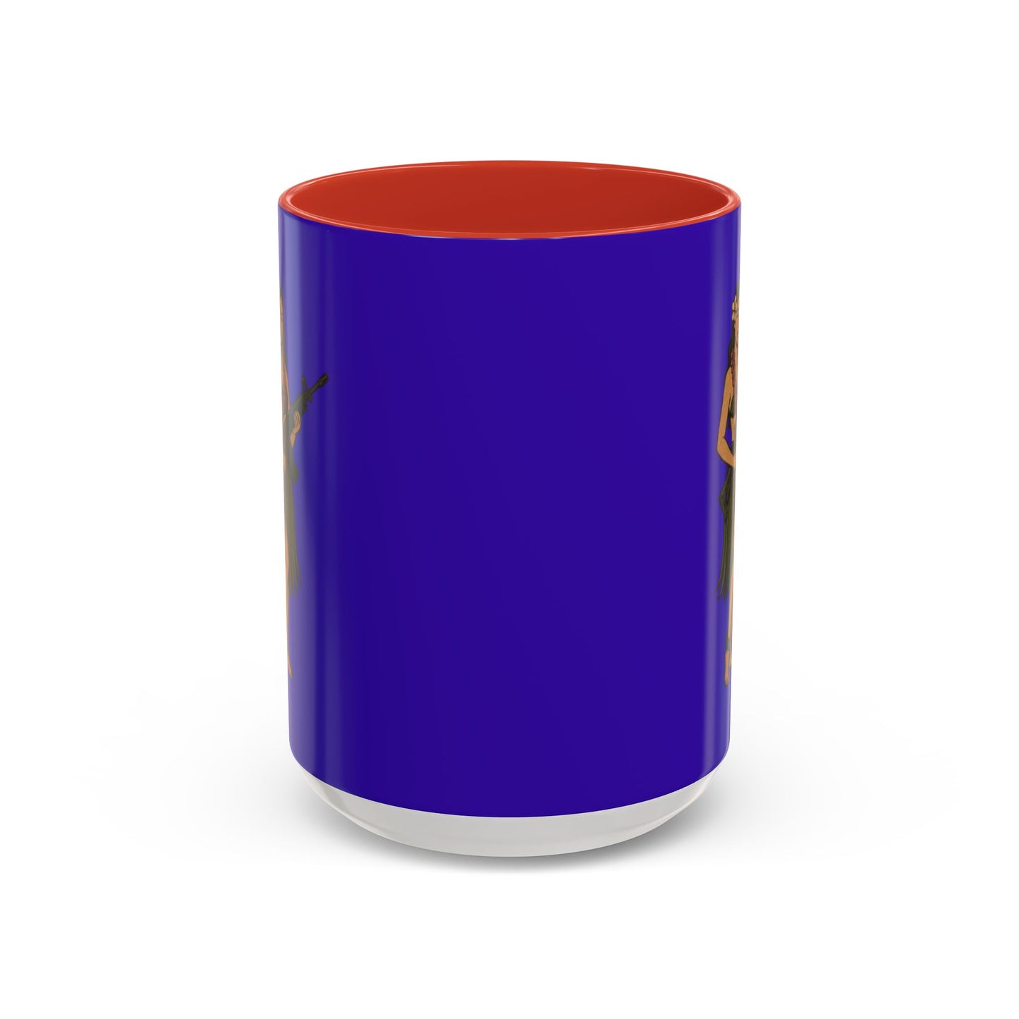 Hula Girl Packin' Heat Dark Purple Accent Mug by theGreenDragonTavern.shop