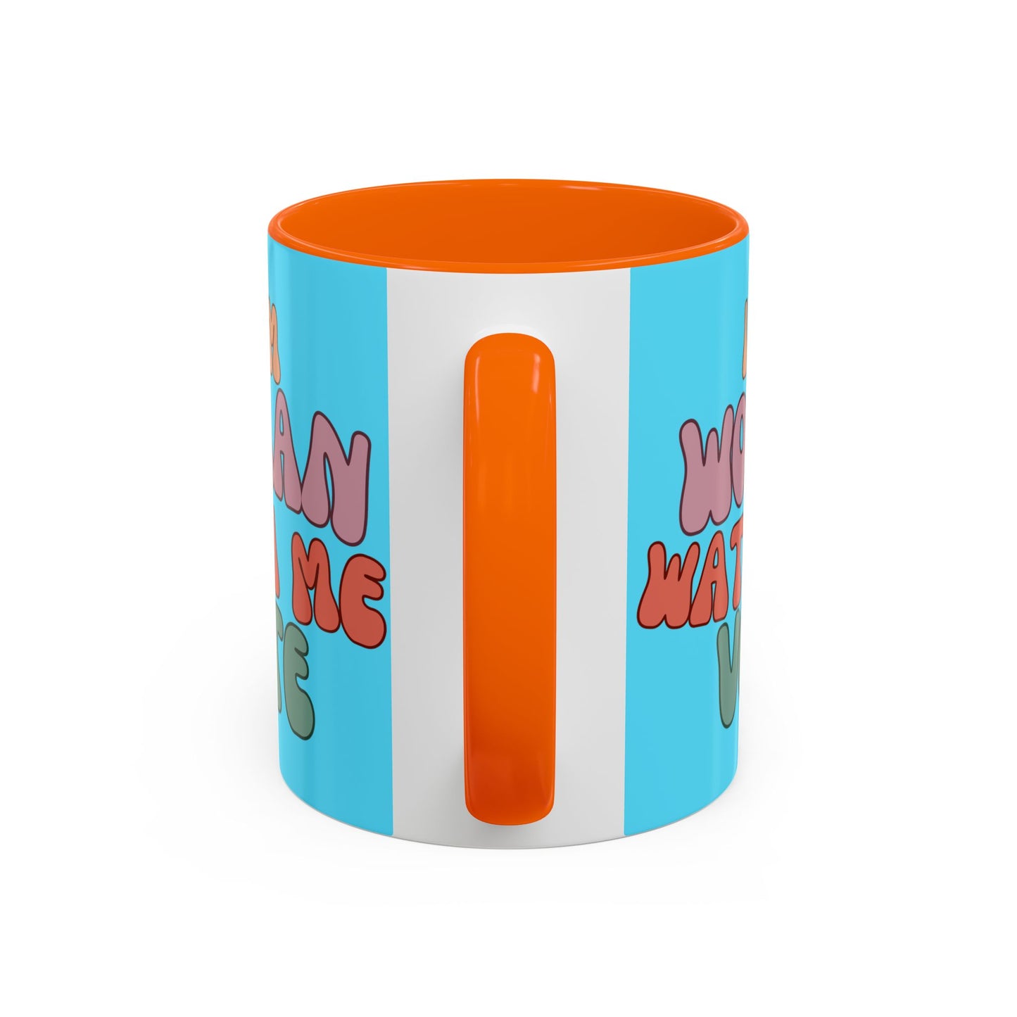 I Am Woman Watch Me Vote Light Blue Accent Mug by theGreenDragonTavern.shop