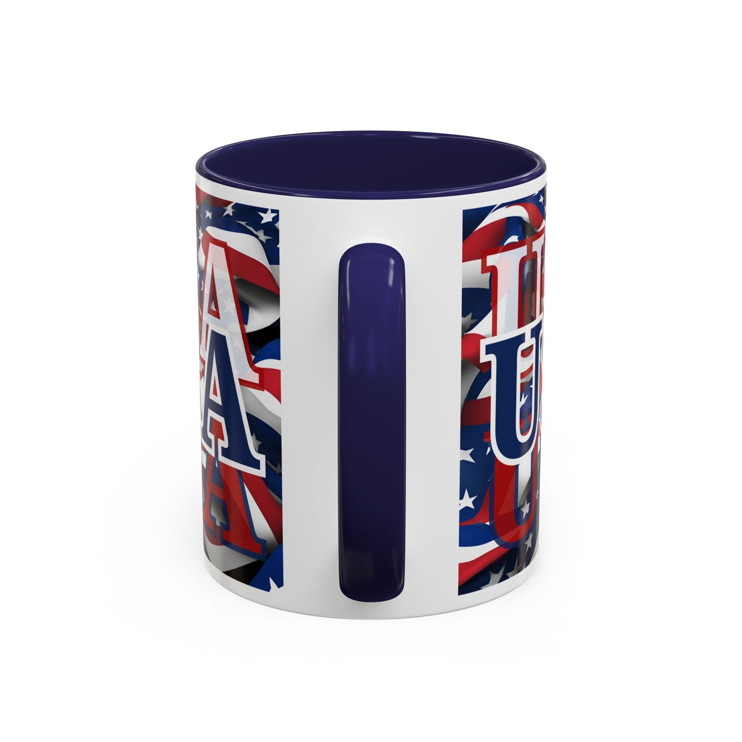 USA Blue font Center Patriot White Accent Mug by theGreenDragonTavern.shop