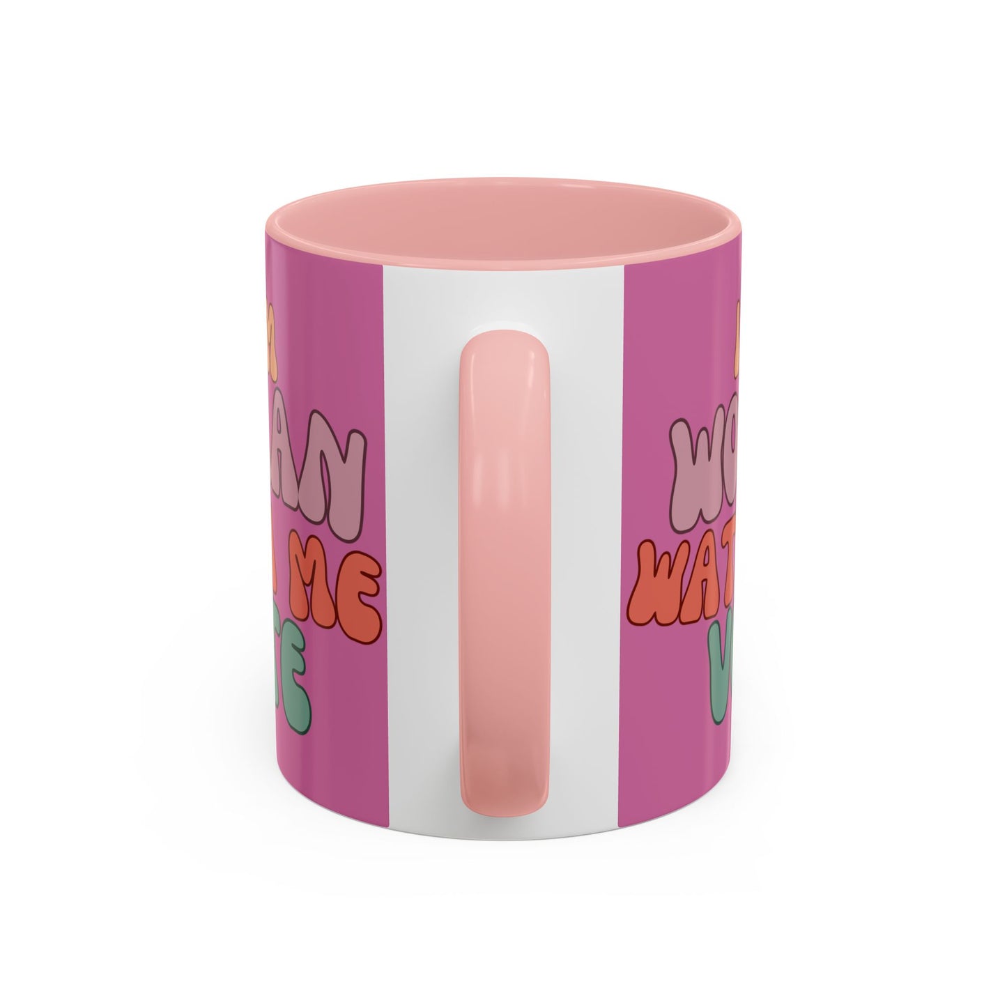 I Am Woman Watch Me Vote Pink Accent Mug by theGreenDragonTavern.shop