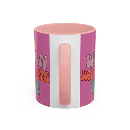 I Am Woman Watch Me Vote Pink Accent Mug by theGreenDragonTavern.shop