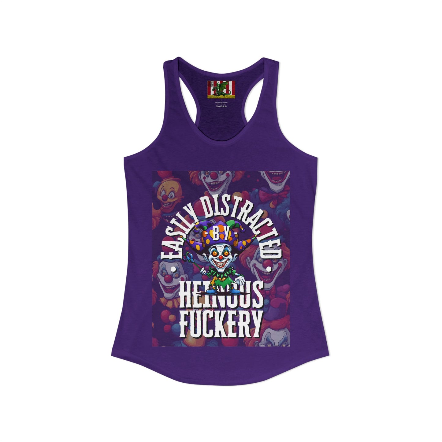 Easily Distracted by Heinous Fuckery Little Jinx Women's Racerback Tank Top by theGreenDragonTavern.shop