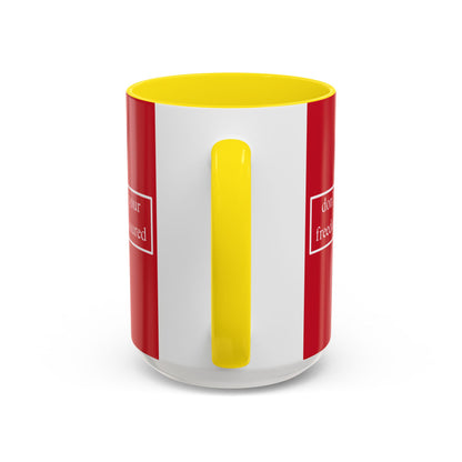 don't assume your freedoms are assured White font Red Accent Mug by theGreenDragonTavern.shop