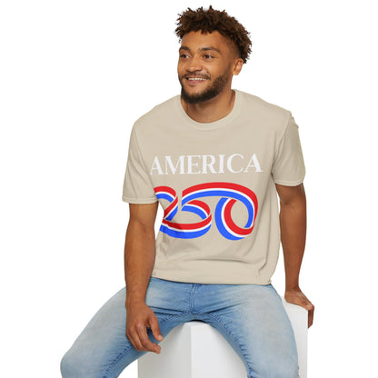 America 250 White font, Light colors, Unisex T-Shirt by theGreenDragonTavern.shop