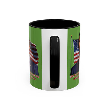 Charlie Kirk, Healthy Debate Green Accent Mug by theGreenDragonTavern.shop