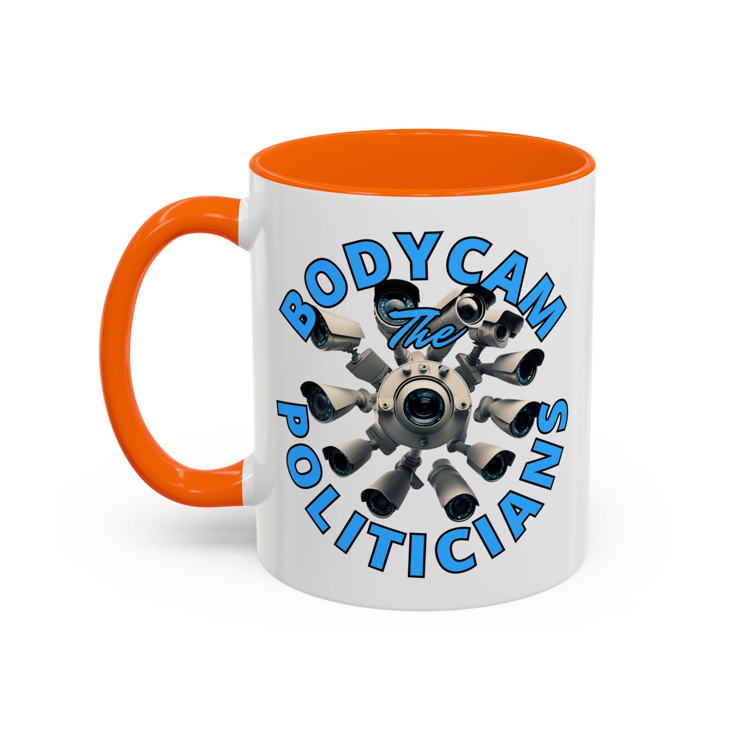Bodycam the Politicians Cameras White Accent Mug by theGreenDragonTavern.shop