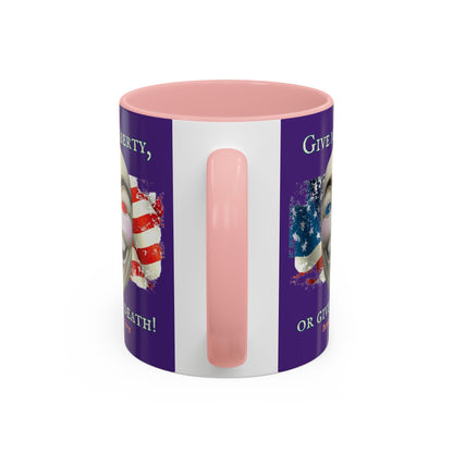 Vendetta, "Give me liberty, or give me death!" Purple Accent Mug by theGreenDragonTavern.shop