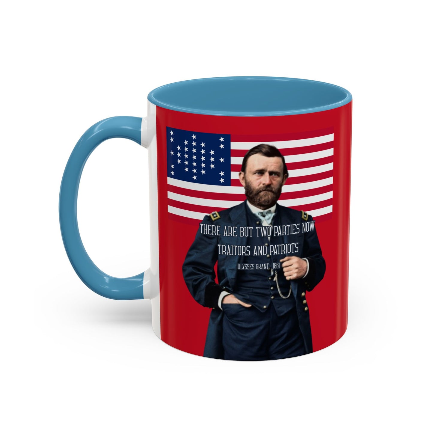 "Traitors and Patriots" Ulysses Grant Red Accent Mug by theGreenDragonTavern.shop