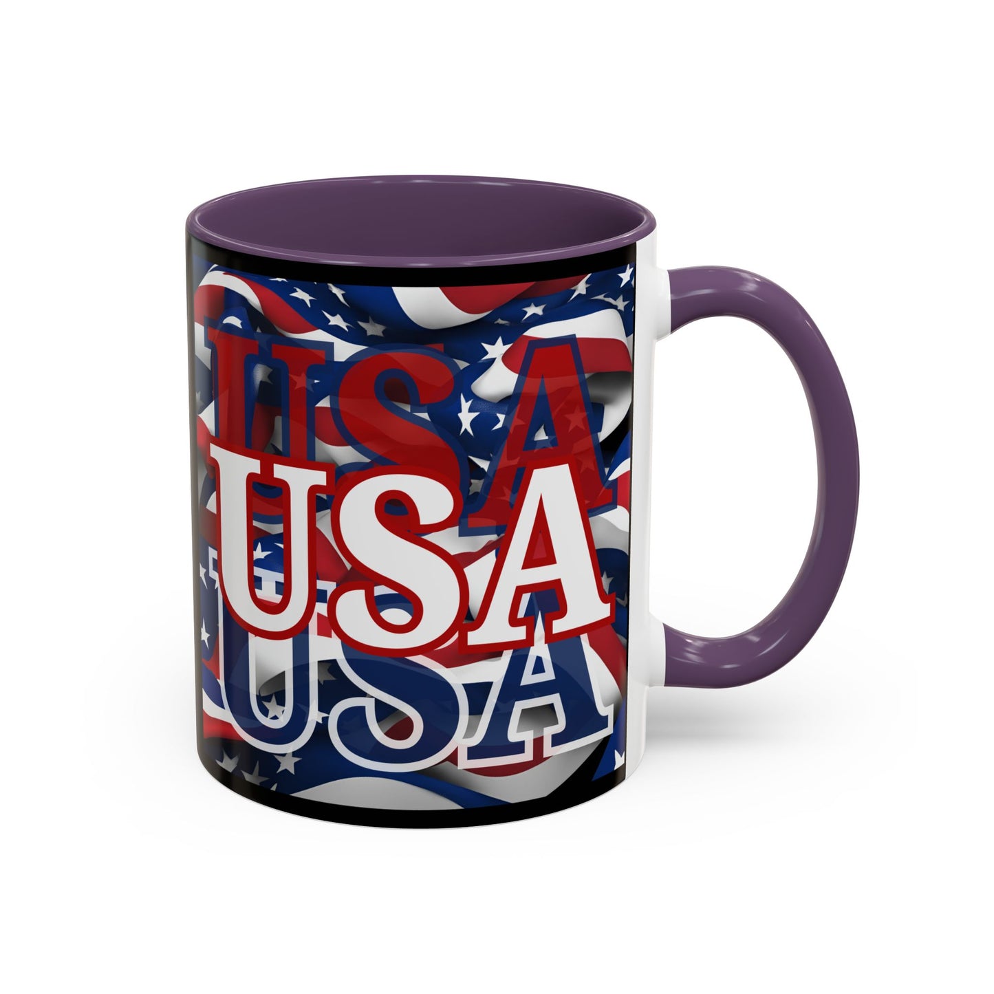 USA White font Center Patriot Black Accent Mug by theGreenDragonTavern.shop