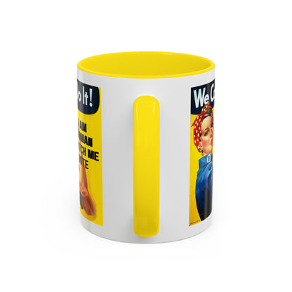 I Am Woman Watch Me Vote Rosie White Accent Mug by theGreenDragonTavern.shop