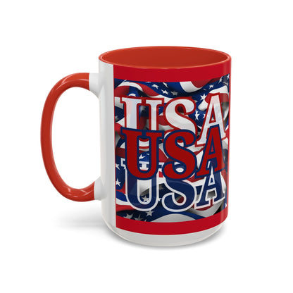 USA Red font Center Patriot Red Accent Mug by theGreenDragonTavern.shop