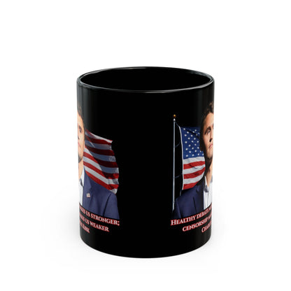 Charlie Kirk, Healthy Debate Black Mug by theGreenDragonTavern.shop