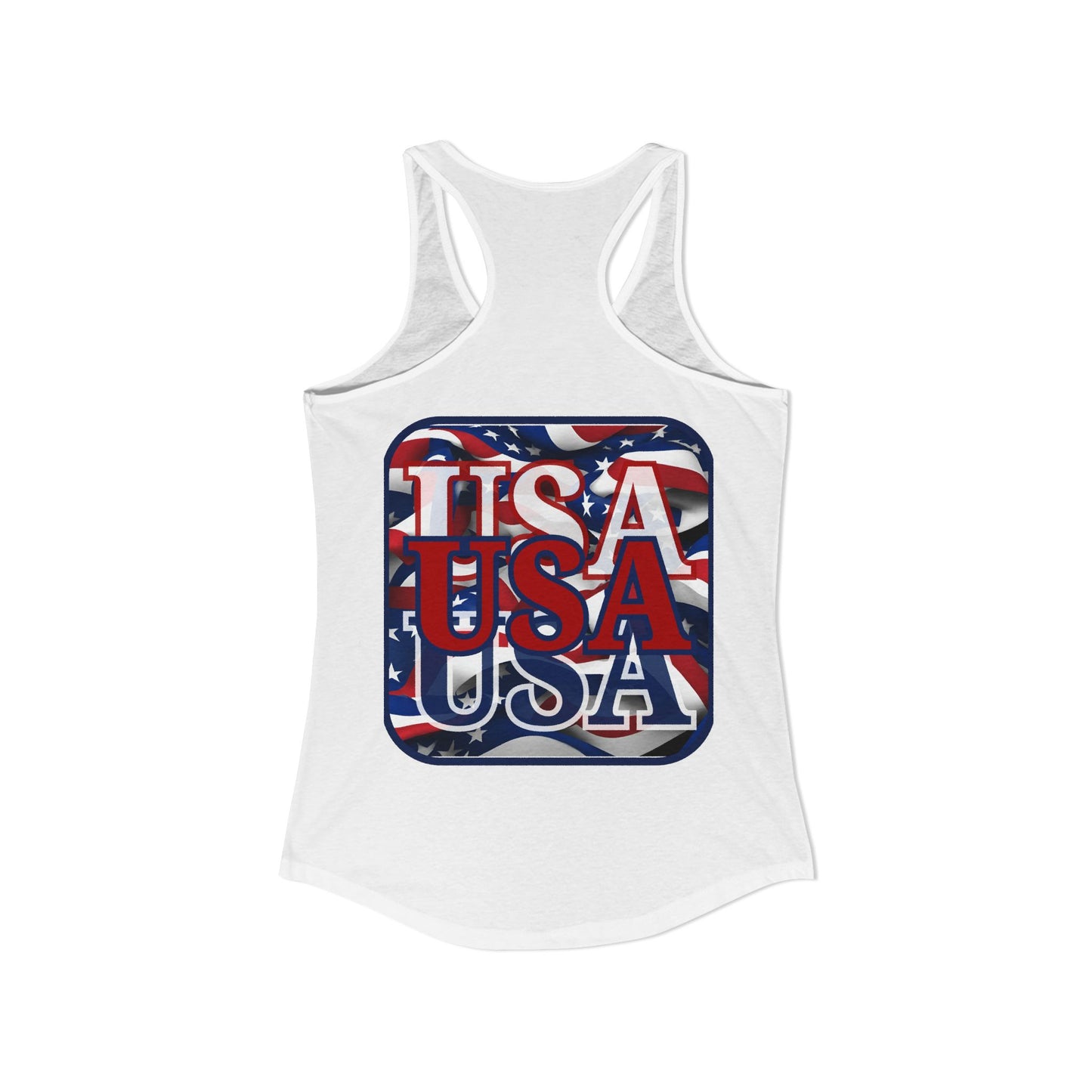 2-sided, RED White and Blue USA Patriot Women's Racerback Tank Top by theGreenDragonTavern.shop