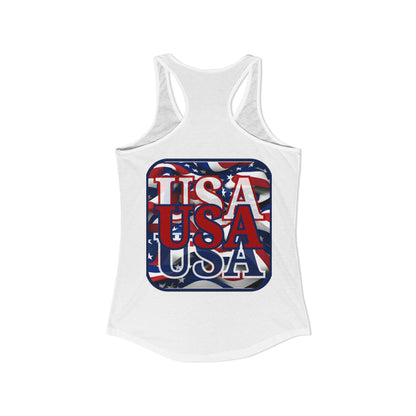 2-sided, RED White and Blue USA Patriot Women's Racerback Tank Top by theGreenDragonTavern.shop