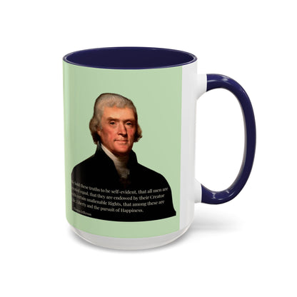 We hold these truths to be self-evident Light Green Accent Mug by theGreenDragonTavern.shop