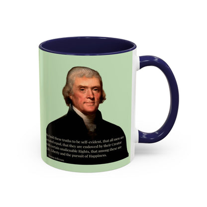 We hold these truths to be self-evident Light Green Accent Mug by theGreenDragonTavern.shop