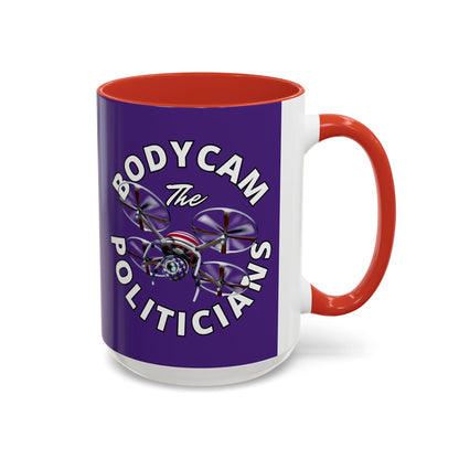 Bodycam the Politicians Drone Dark Purple Accent Mug by theGreenDragonTavern.shop