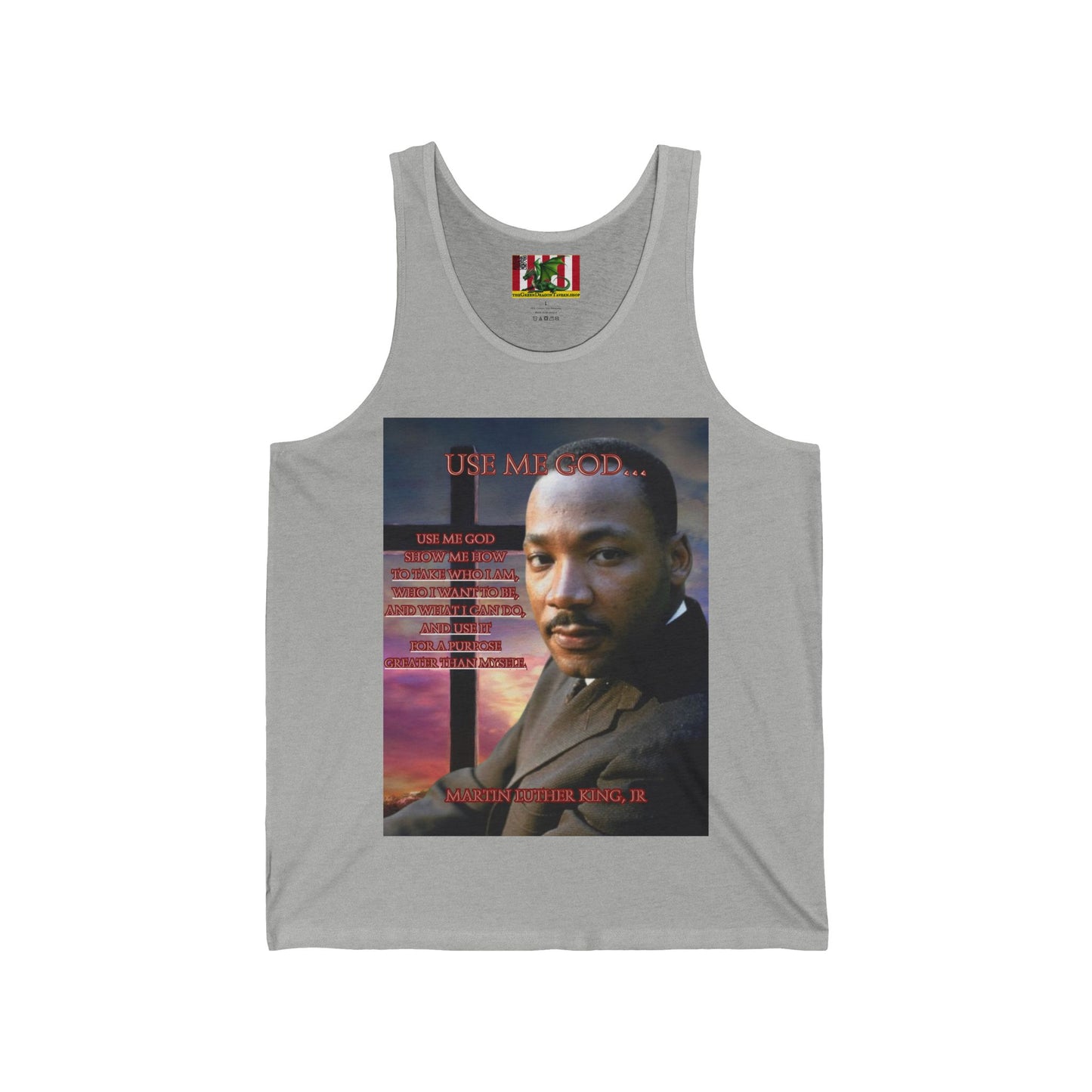 Use Me God, MLK Jr Unisex Jersey Tank Top by theGreenDragonTavern.shop