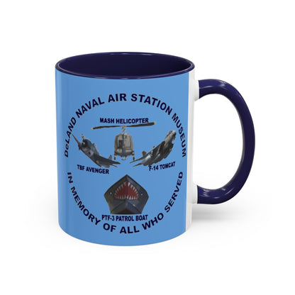 DNASM 2-sided, Founding & Student Art Light Blue Accent Mug by theGreenDragonTavern.shop