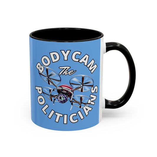 Bodycam the Politicians Drone Light Blue Accent Mug by theGreenDragonTavern.shop