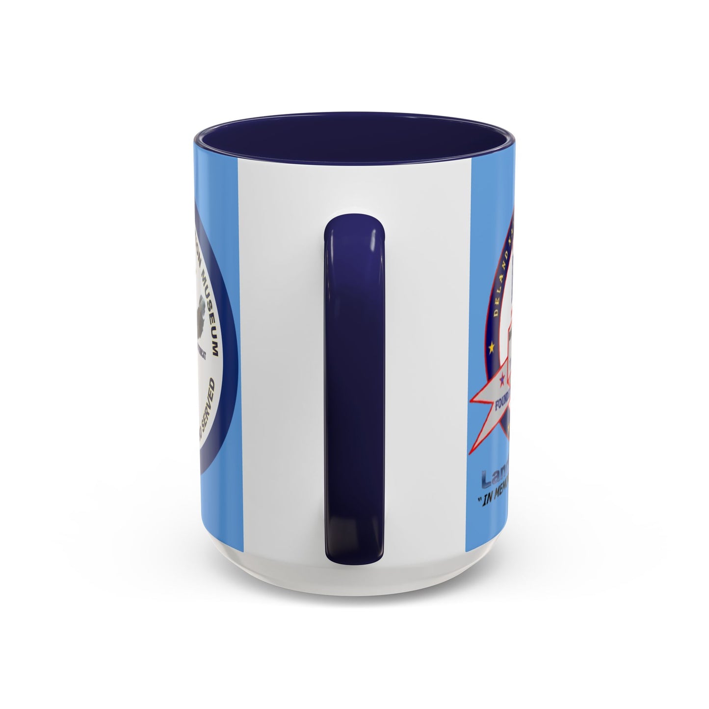 DNASM 2-sided, Founding & Student Art w/Navy Ring Light Blue Accent Mug by theGreenDragonTavern.shop