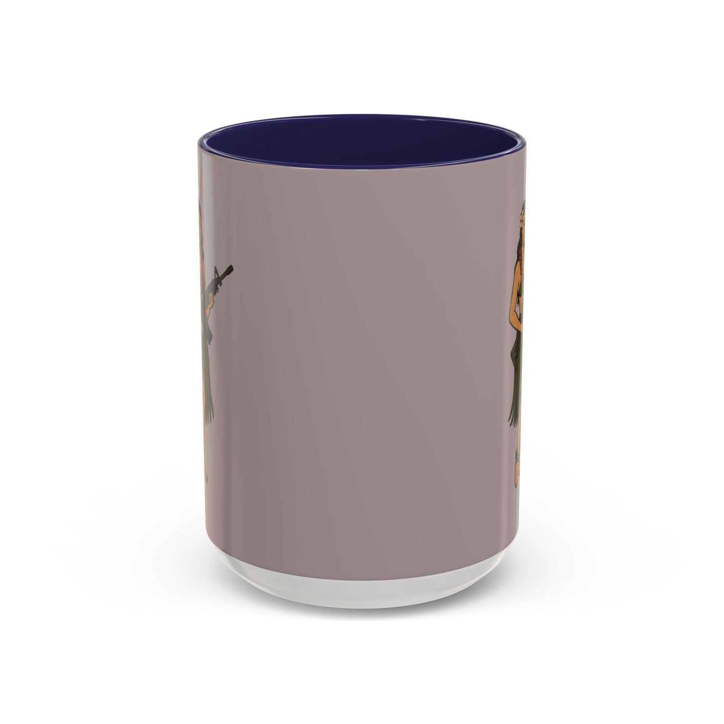 Hula Girl Packin' Heat Grey Accent Mug by theGreenDragonTavern.shop