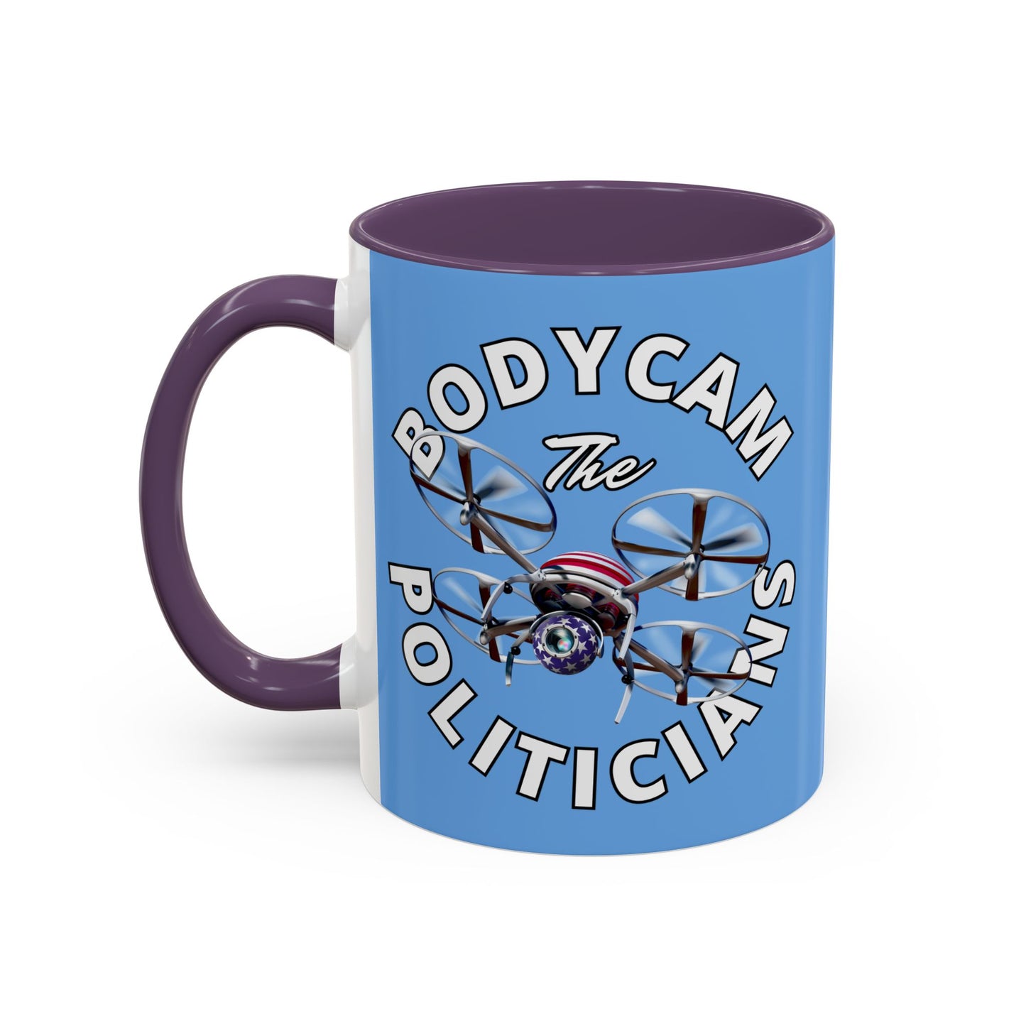 Bodycam the Politicians Drone Light Blue Accent Mug by theGreenDragonTavern.shop