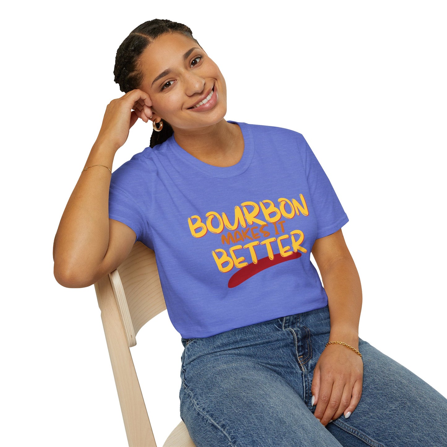 Bourbon makes it better LTcolors Unisex T-Shirt by theGreenDragonTavern.shop