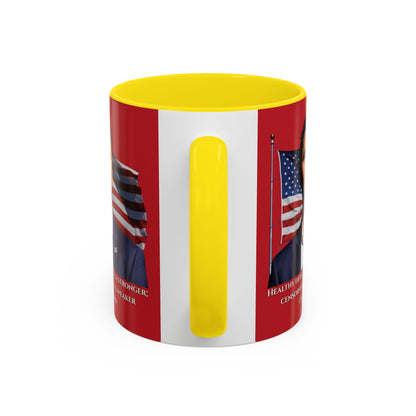 Charlie Kirk, Healthy Debate Red Accent Mug by theGreenDragonTavern.shop