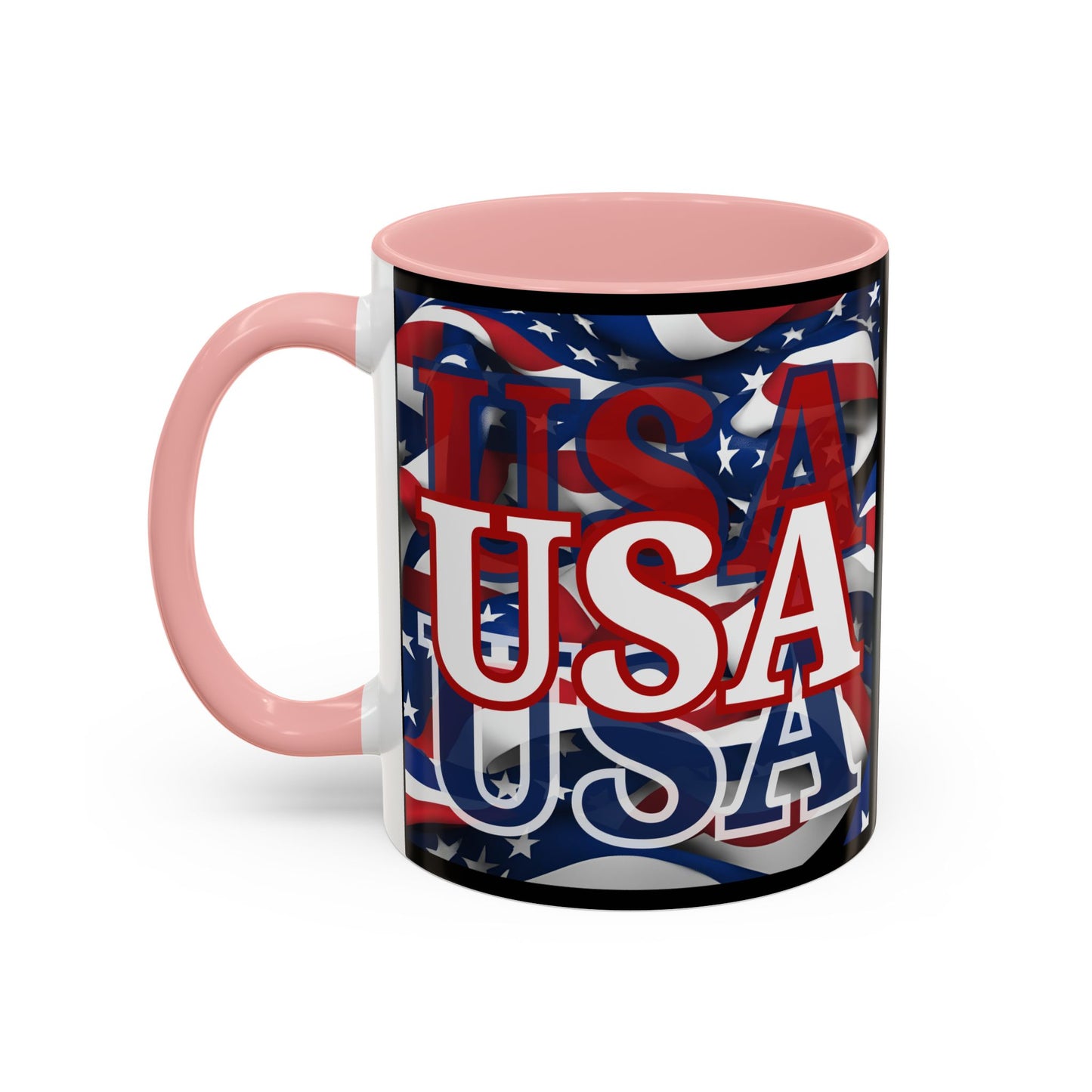 USA White font Center Patriot Black Accent Mug by theGreenDragonTavern.shop