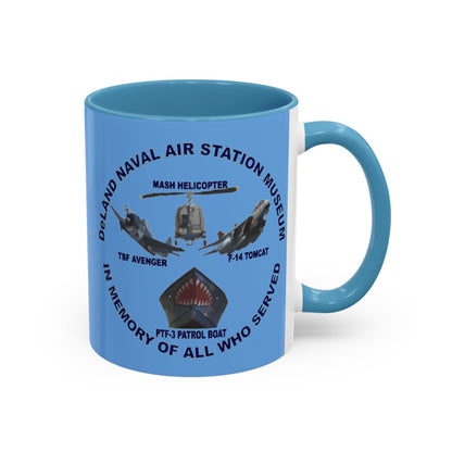 DNASM 2-sided, Founding & Student Art Light Blue Accent Mug by theGreenDragonTavern.shop