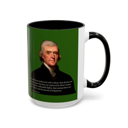 We hold these truths to be self-evident Dark Green Accent Mug by theGreenDragonTavern.shop