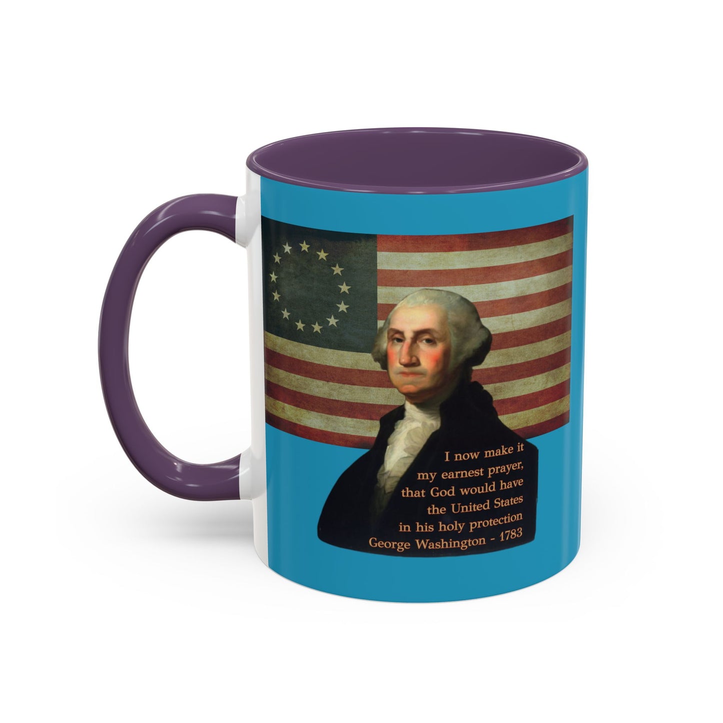 Washington's Earnest Prayer Turquoise Accent Mug by theGreenDragonTavern.shop