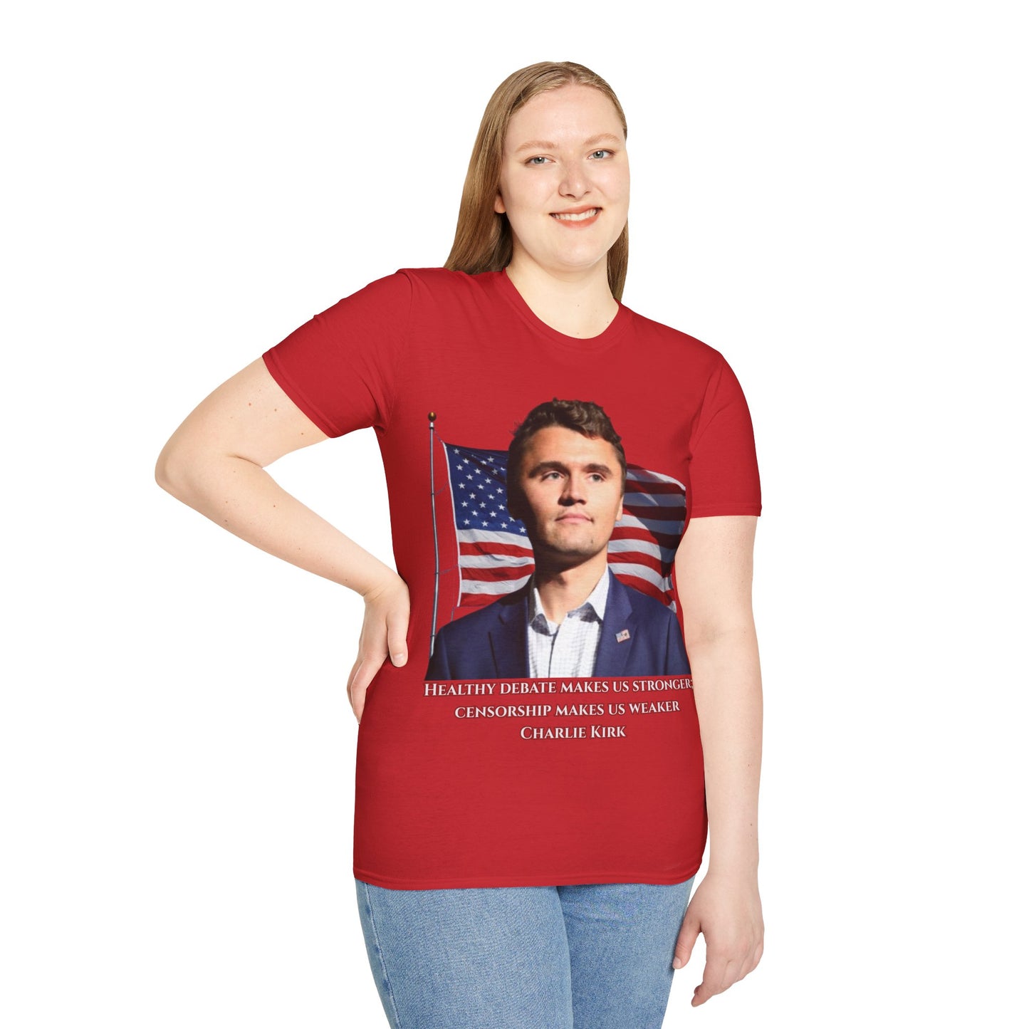 Charlie Kirk, Healthy Debate Light colors Unisex T-Shirt by theGreenDragonTavern.shop